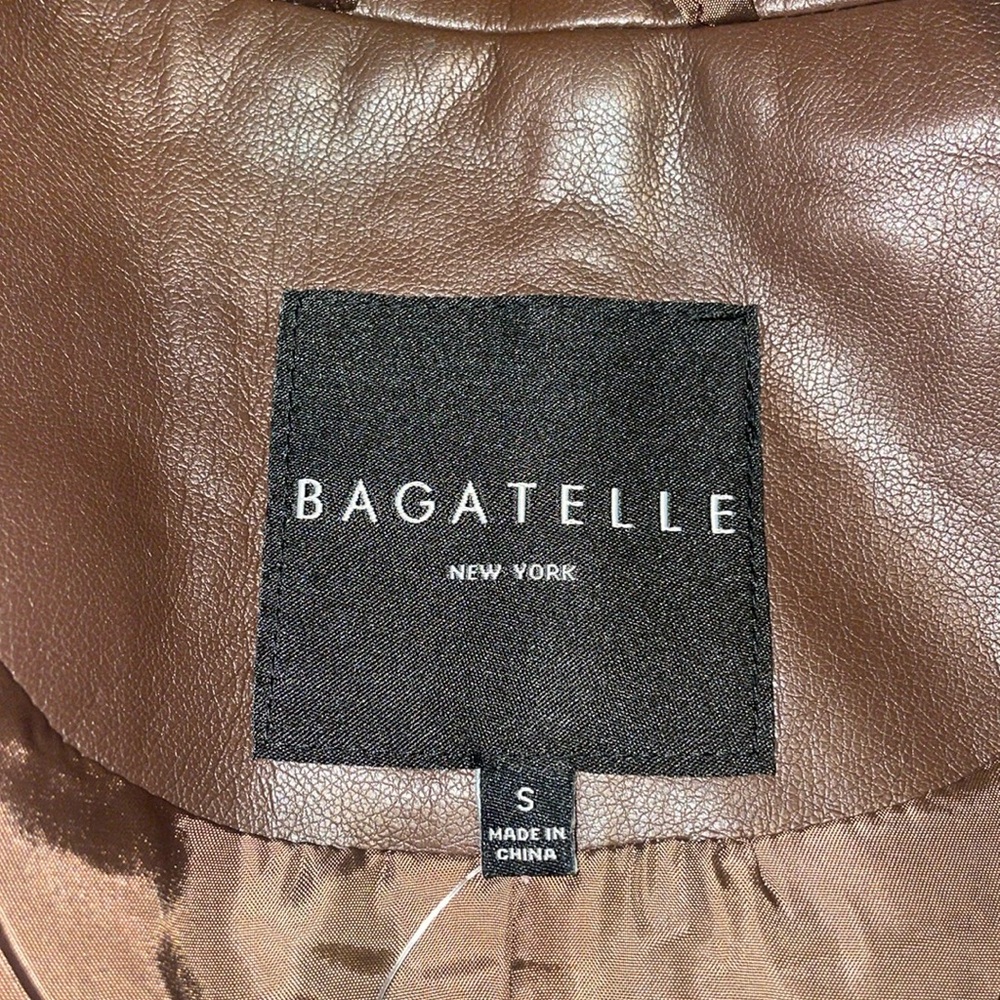 New Bagatelle New York Chocolate Brown Faux Leather Trench Coat - Picture 2 of 16